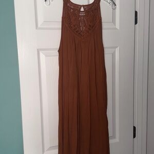 Shyanne Crochet Midi Dress - Rust Orange